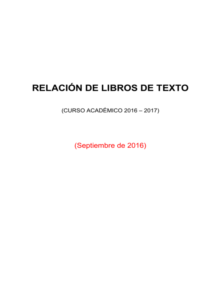 Libros curso 201617 Libros curso 201617