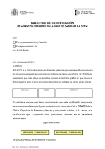 solicitud de certificación - Oficina Española de Patentes y Marcas