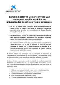 La Obra Social "la Caixa" convoca 222 becas para ampliar estudios