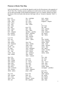 Words Their Way - Picture Sorts Spanish Vocabulary