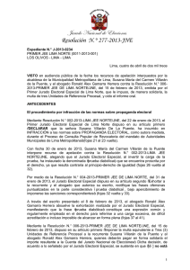 Jurado Nacional de Elecciones Resolución N.° 277-2013-JNE