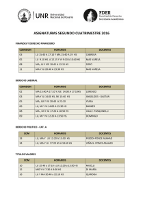 ASIGNATURAS SEGUNDO CUATRIMESTRE 2016