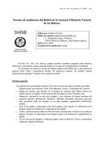 Normes de publicació del Bolletí de la Societat d`Història Natural de