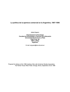 La política de la apertura comercial en la Argentina, 1987-1996