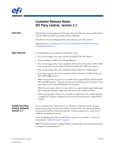Customer Release Notes EFI Fiery Central, version 2.7