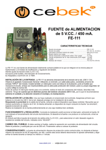 FUENTE de ALIMENTACION de 5 V.CC. / 450 mA. FE-111