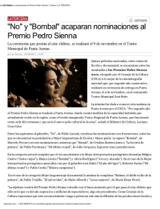 "Bombal" acaparan nominaciones al Premio Pedro Sienna