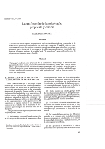 La uniﬁcación de la psicología: propuesta y críticas