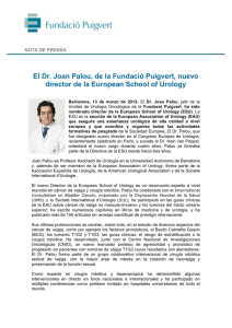 El Dr. Joan Palou, de la Fundació Puigvert, nuevo director de la