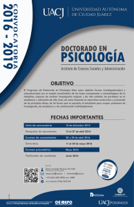 Convocatoria Doctorado Psicologia 2016 2019