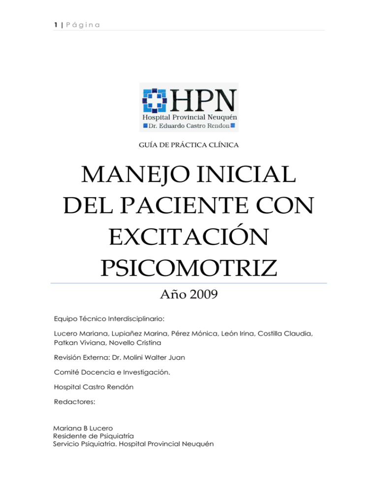 MANEJO INICIAL DEL PACIENTE CON EXCITACIÓN PSICOMOTRIZ