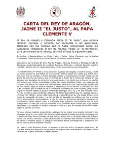 CARTA DEL REY DE ARAGÓN, JAIME II "EL JUSTO", AL PAPA