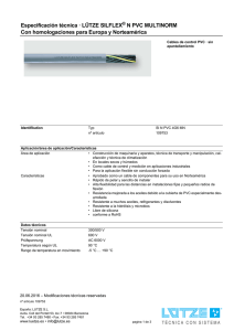 Especificación técnica · LÜTZE SILFLEX N PVC MULTINORM Con