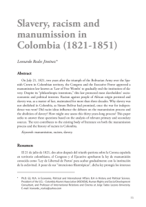 Slavery, racism and manumission in Colombia (1821