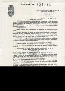 Resolución Nº 0105/15 - Universidad Nacional de Salta