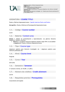 ASIGNATURA / COURSE TITLE: 1.1. Código / Course number 1.2