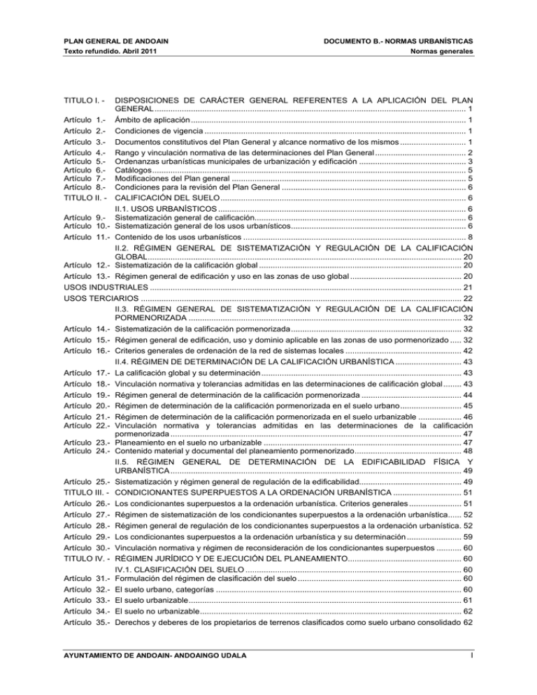 Documento B. Normativa Urbanística General