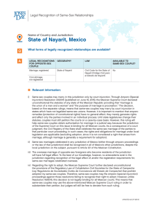 State of Nayarit - Legal Recognition of Same