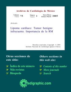 Lipoma cardíaco: Tumor benigno infrecuente. Importancia de la RM
