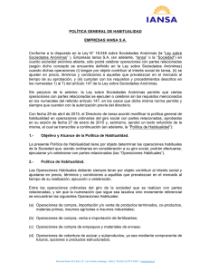 POLÍTICA GENERAL DE HABITUALIDAD EMPRESAS IANSA S.A.