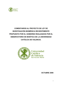 COMENTARIOS AL PROYECTO DE LEY DE INVESTIGACIÓN