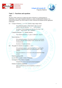 Colegio del mundo IB Topic 2 – Functions and