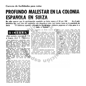 PROFUNDO MALESTAR EN LA COLONIA ESPAÑOLA EN SUiZA