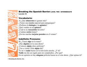 BSB II Leccion 10 vocabulary and Indefinite Pronouns