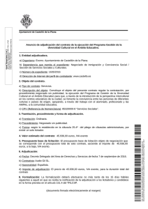 Anunci d`Adjudicació - Ajuntament de Castelló