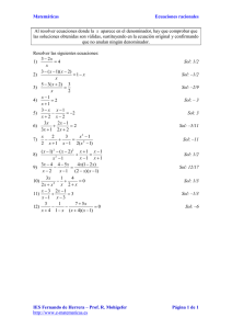 Ejerc ecuaciones racionales - Matemáticas en el IES Valle del Oja