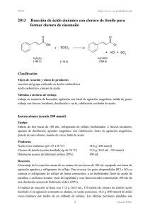 2013 Reacción de ácido cinámico con cloruro de tionilo para formar