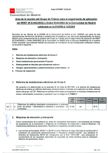 Acta II del Grupo de Trabajo sobre el REBT