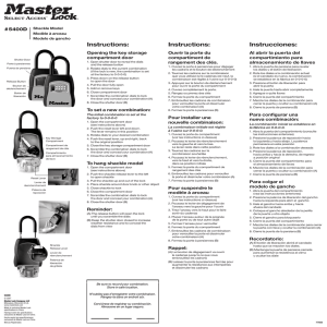 Master Lock - 5400D Shackle Model Instuction Sheet