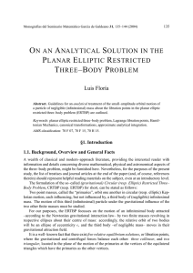 on an analytical solution in the planar elliptic restricted three–body