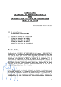 comunicación de apertura del período de consultas para la