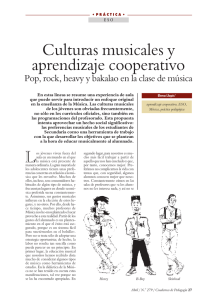 Culturas musicales y aprendizaje cooperativo. Pop, rock