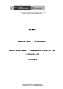 PROCESO CAS Nº 177-2016-EF/43.02 CONVOCATORIA PARA LA