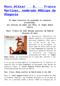 Mons.#César A. Franco Martínez, nombrado #Obispo de #Segovia