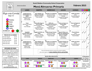 Menú Almuerzo Primaria - School Nutrition and Fitness