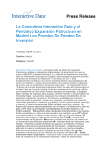 La Consultora Interactive Data y el Periodico Expansion Patrocinan