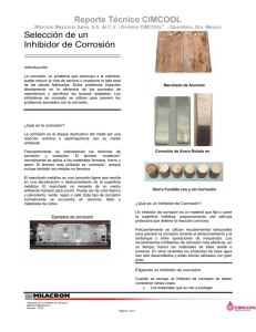 Reporte Técnico CIMCOOL Selección de un Inhibidor de Corrosión