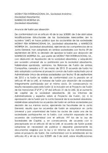 MORAY FISH INTERNACIONAL SA., Sociedad Anónima (Sociedad