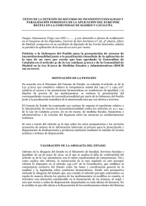 texto de la petición de recurso de inconstitucionalidad y paralización