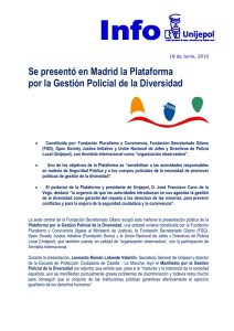 Se presentó en Madrid la Plataforma por la Gestión Policial de la