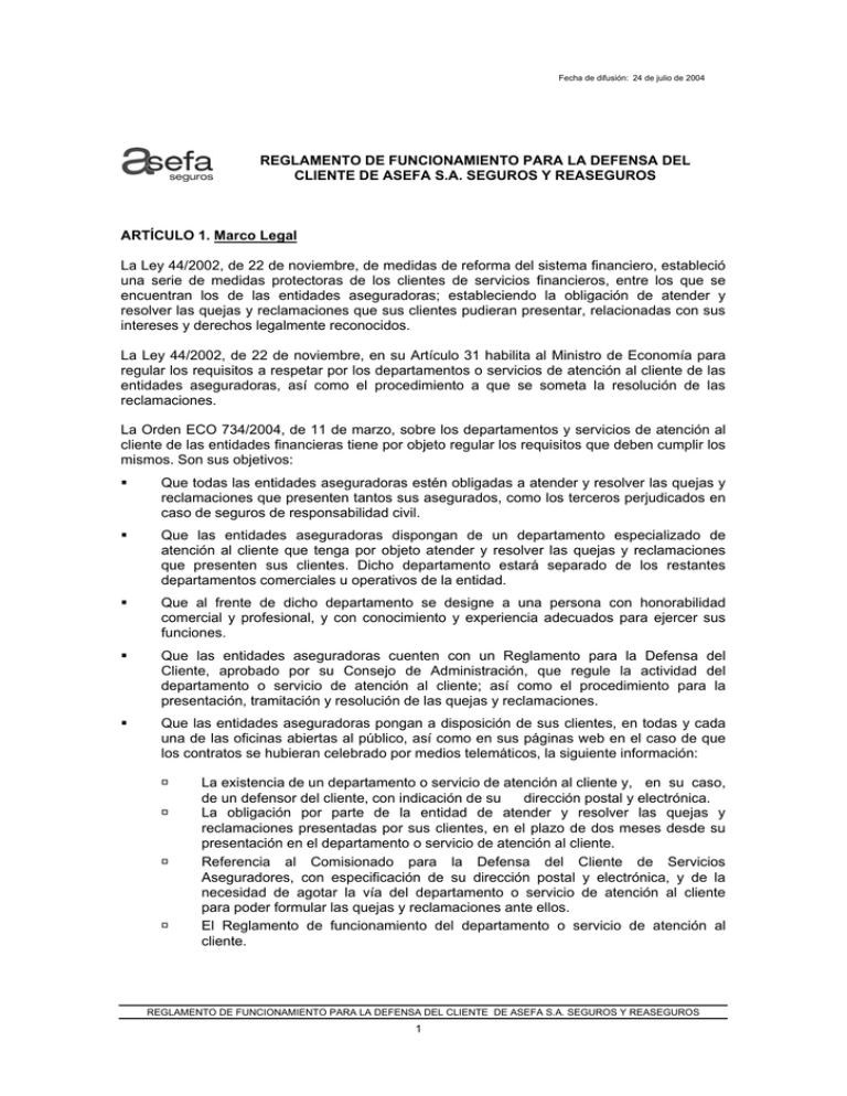 REGLAMENTO DE FUNCIONAMIENTO PARA LA DEFENSA DEL REGLAMENTO DE FUNCIONAMIENTO PARA LA DEFENSA DEL
