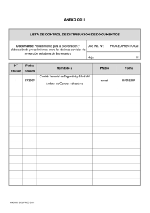 Anexo I - Lista de control de distribución de documentos.