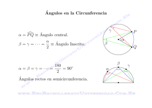 ´Angulos en la Circunferencia α = u PQ ≡ ´Angulo central. β = γ