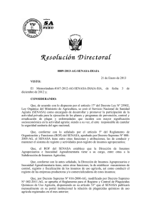 Resolución Directoral Nº 0009-2013-AG-SENASA