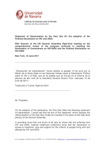 Declaración de la Santa Sede ante la Declaración de la ONU sobre