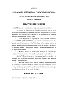 DECLARACION DE PRINCIPIOS - PLATAFORMA ELECTORAL